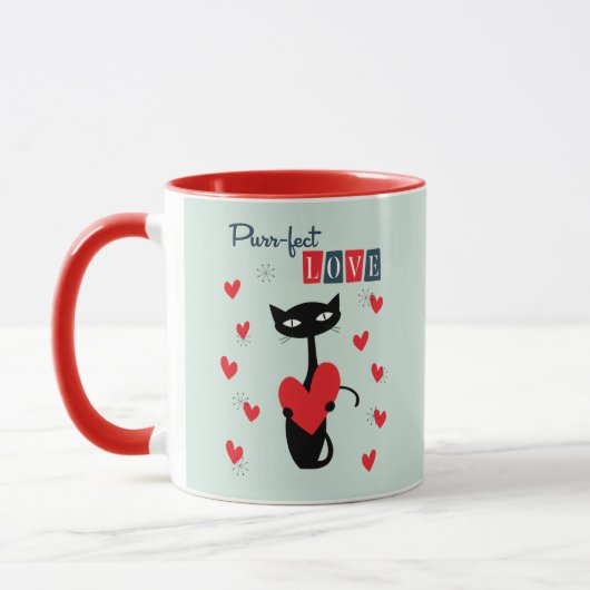 Mug Saint-Valentin Chat Rétro Milieu de Siècle (Gauche)