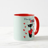 Mug Saint-Valentin Chat Rétro Milieu de Siècle (Devant droit)