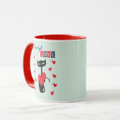 Mug Saint-Valentin Chat Rétro Milieu de Siècle (Devant gauche)