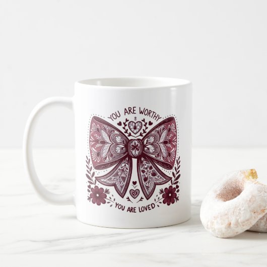 Mug Saint Valentin Chrétien Vous êtes digne Coquette (Avec donut)