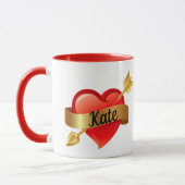 Mug Saint-Valentin Coeur rouge Personnalisé Nom de la  (Gauche)