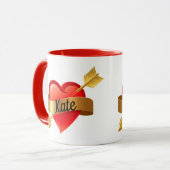 Mug Saint-Valentin Coeur rouge Personnalisé Nom de la  (Devant gauche)