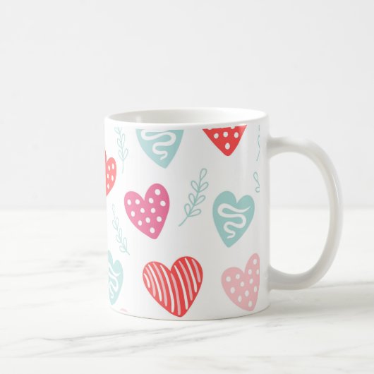 Mug Saint Valentin Coeurs bonbons Motif rose rouge (Droite)