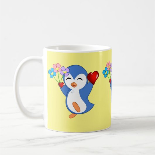 Mug Saint-Valentin Coeurs de pingouins (Gauche)