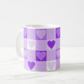 Mug Saint-Valentin Coeurs pourpres sur chèques (Devant gauche)