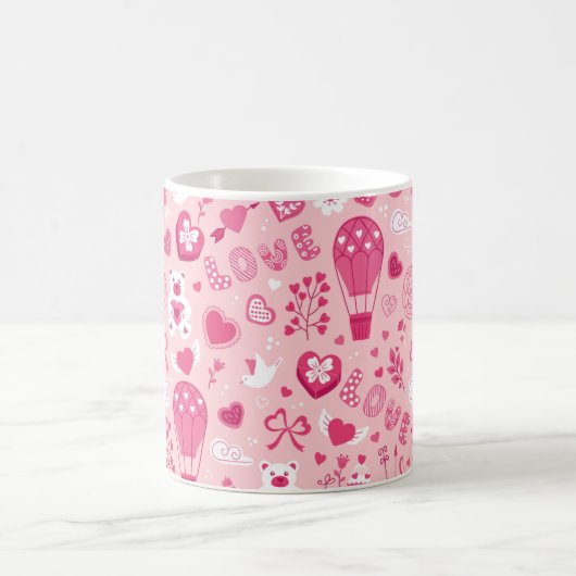Mug Saint Valentin Coeurs roses Aimer Fleurs d'ours (Centre)