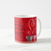 Mug Saint-Valentin Coeurs rouges Citation de café d'am (Devant droit)
