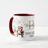Mug Saint-Valentin Couple d'hiboux mignons Proposition (Devant gauche)
