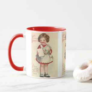Mug Saint Valentin Cute Vintage, Fille avec Lettre d'A