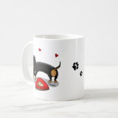 Mug Saint Valentin Dachshund (noir & bronzette) - Mign (Devant gauche)