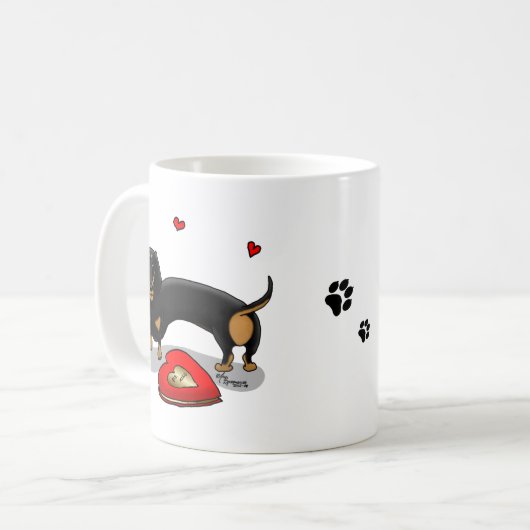 Mug Saint Valentin Dachshund (noir & bronzette) - Mign (Devant gauche)