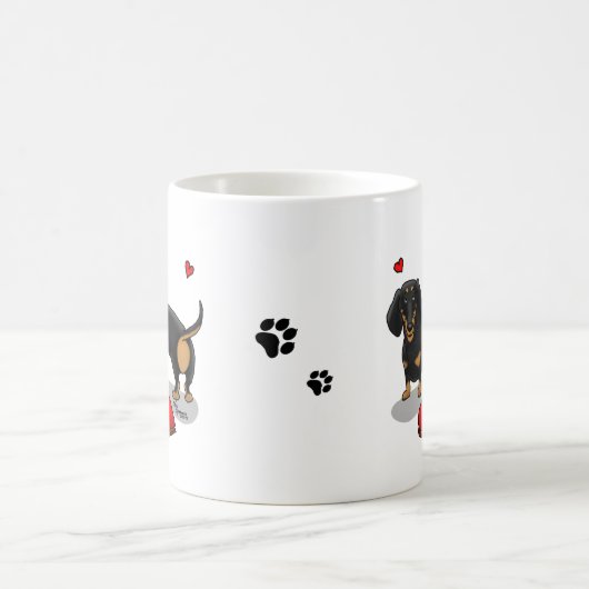 Mug Saint Valentin Dachshund (noir & bronzette) - Mign (Centre)