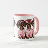 Mug Saint-Valentin de chiens saucisses (Devant droit)