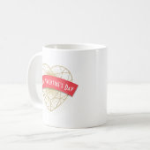 Mug Saint-Valentin de coeur d'art déco d'or (Devant gauche)