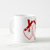 Mug Saint Valentin deux mignons coeurs rouges amour (Devant gauche)