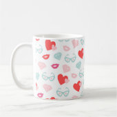 Mug Saint Valentin Diamants Coeurs Baisers Rose (Gauche)