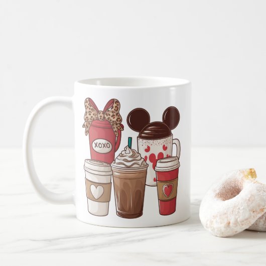 Mug Saint-Valentin Drôle Latte Amateur de Café (Avec donut)