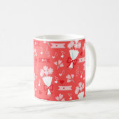 Mug Saint Valentin Fleurs Chocolats Coeurs rose (Devant droit)