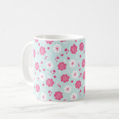 Mug Saint Valentin Fleurs Coeurs rose (Devant gauche)