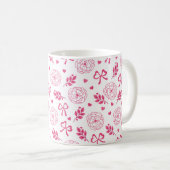 Mug Saint Valentin Fleurs Ruban Coeurs rose (Devant droit)