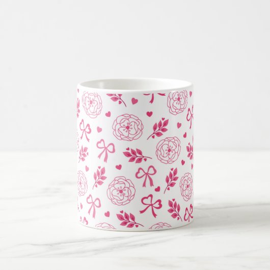 Mug Saint Valentin Fleurs Ruban Coeurs rose (Centre)