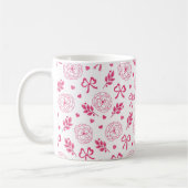 Mug Saint Valentin Fleurs Ruban Coeurs rose (Gauche)
