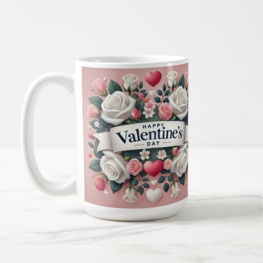 Mug Saint Valentin Floral Coeur Design (Gauche)
