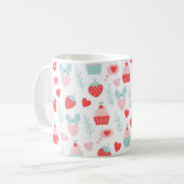 Mug Saint Valentin Fraise Baisers Cupcakes Coeurs (Devant gauche)