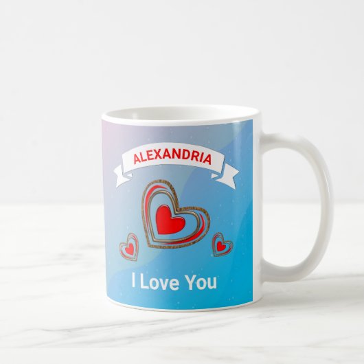 Mug Saint Valentin Je t'aime Coeurs Personnaliser (Droite)