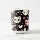 Mug Saint Valentin Kawaii Chats Coeurs Motif (Centre)
