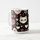 Mug Saint Valentin Kawaii Chats Coeurs Motif (Devant gauche)
