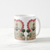 Mug Saint-Valentin mignon vintage, Fille aux fleurs (Devant droit)