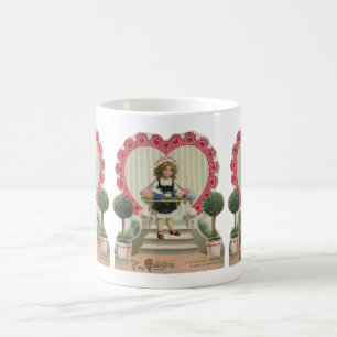 Mug Saint-Valentin mignon vintage, Fille aux fleurs