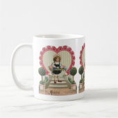 Mug Saint-Valentin mignon vintage, Fille aux fleurs (Gauche)