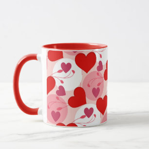 Mug Saint-Valentin, Motif des Coeurs rouges et roses