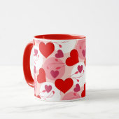 Mug Saint-Valentin, Motif des Coeurs rouges et roses (Devant gauche)