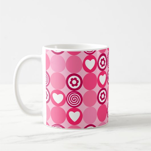 Mug Saint-Valentin Motif joli cœur rose et points de f (Gauche)