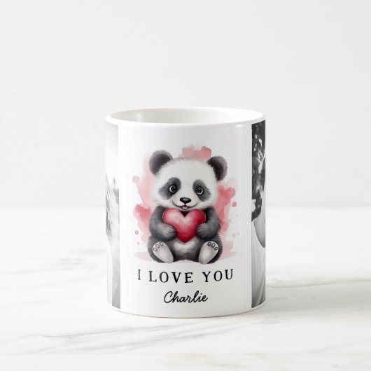 Mug Saint Valentin panda mignon tenant nom du coeur ph (Centre)