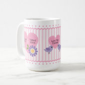 Mug Saint-Valentin personnalisé cœurs roses (Devant gauche)