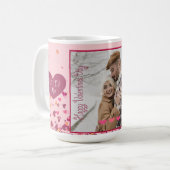 Mug Saint-Valentin Photo personnalisée Coeurs roses (Devant gauche)