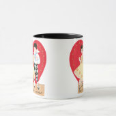 Mug Saint-Valentin rétro, Arlequin vintage et cœur (Centre)