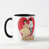 Mug Saint-Valentin rétro, Arlequin vintage et cœur (Gauche)