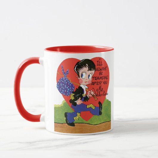 Mug Saint-Valentin Rétro, Cœur de garçon vagabond vint (Gauche)