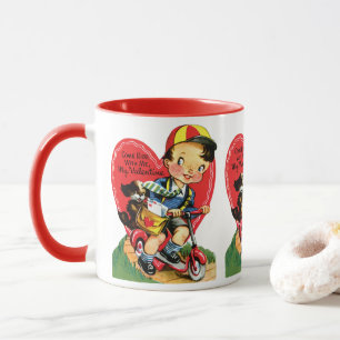 Mug Saint-Valentin Rétro, Garçon Vintage sur un Scoote