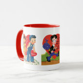 Mug Saint-Valentin Rétro Mignon, Kitsch des Années 50 (Devant gauche)