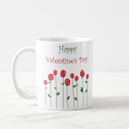 Mug Saint Valentin Roses Ostrich Love Romance Flower (Gauche)