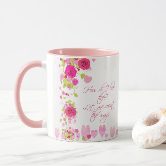 Mug Saint-Valentin Roses Roses Romantiques (Avec donut)