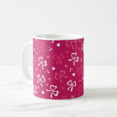 Mug Saint Valentin Rouge rose Rubans Coeurs Motif (Devant gauche)
