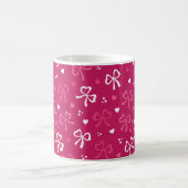 Mug Saint Valentin Rouge rose Rubans Coeurs Motif (Centre)