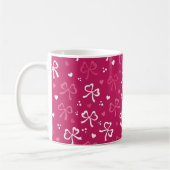 Mug Saint Valentin Rouge rose Rubans Coeurs Motif (Gauche)